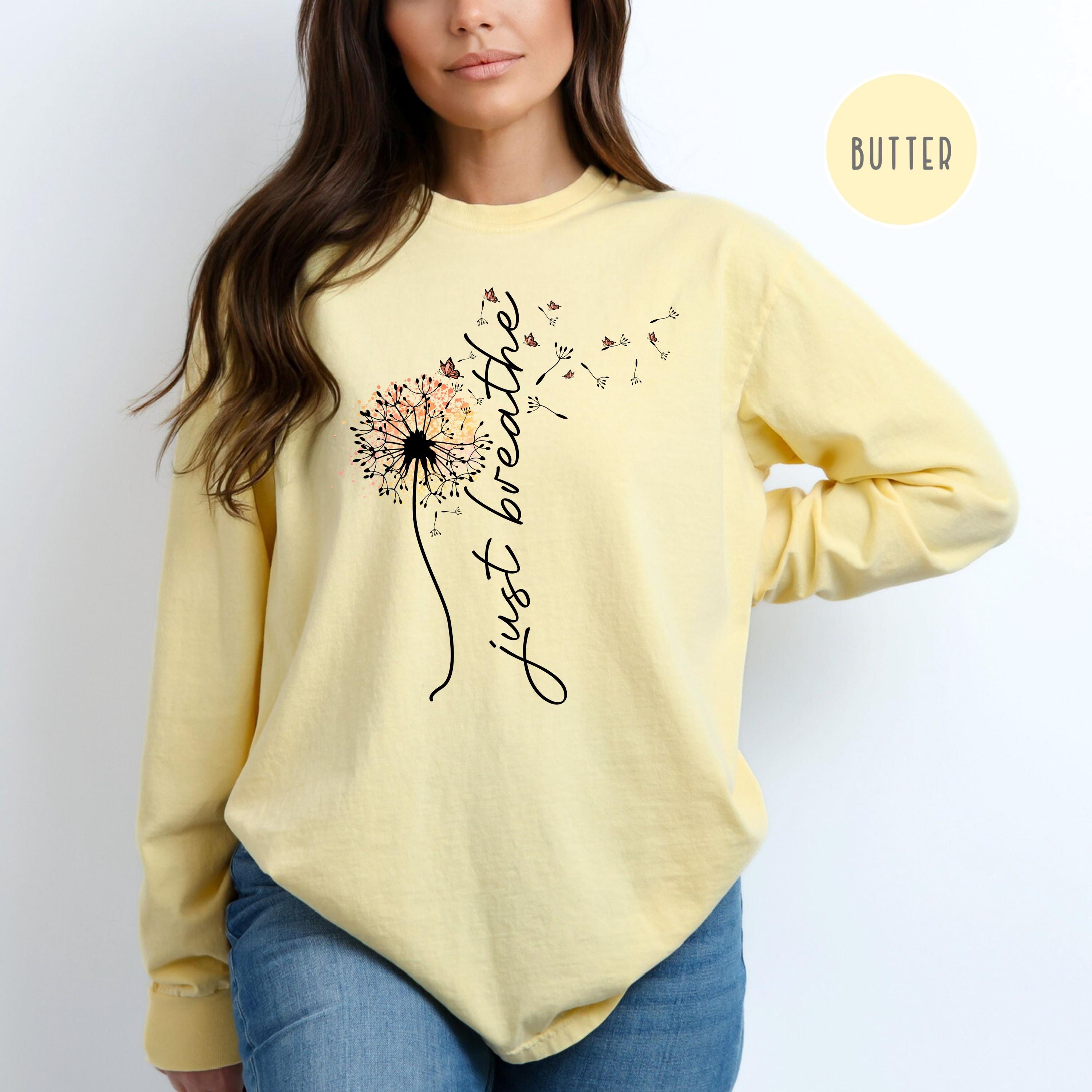 Just Breathe Blowing Dandelion Long Sleeve Comfort Colors Tee