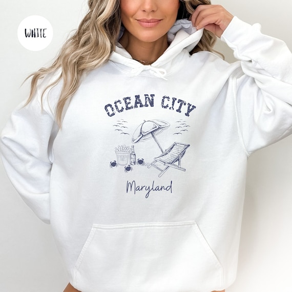 Ocean City Maryland Grunge Style Hooded Sweatshirt Ocean City Maryland Beach Hoodie Ocean City Beach Vacation Gift Maryland Beach Hoodie Etsy UK