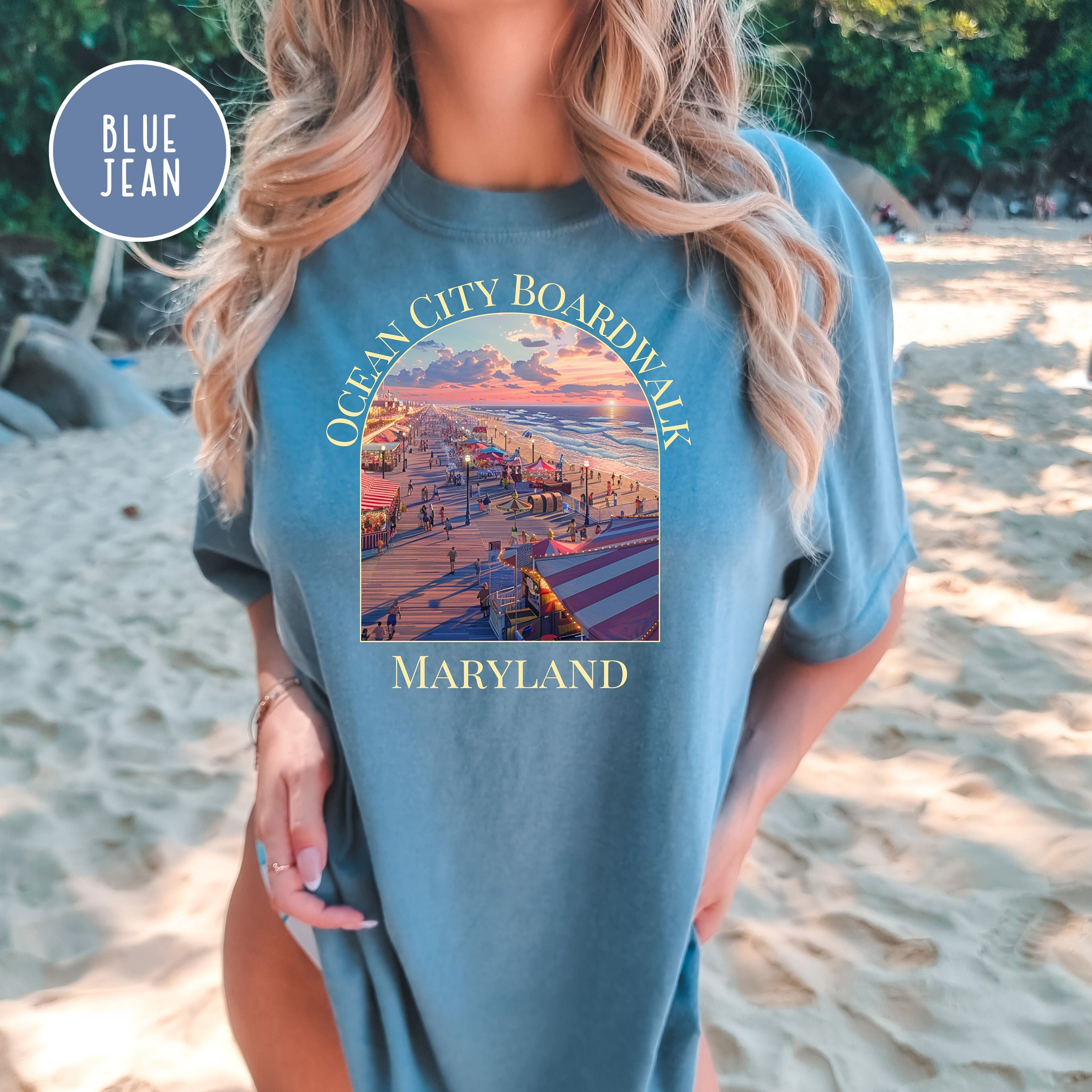 Ocean City Maryland Boardwalk Comfort Colors® Beach Tee, Ocean