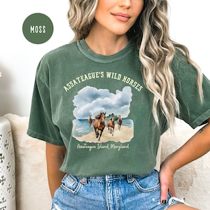 Assateague Island Maryland Wild Horses Comfort Colors® T-Shirt Gift, Wild Horses of Assateague, Horse Lover Gift, Maryland Wild Horses Tee