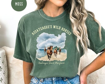 Assateague Island Maryland Wild Horses Comfort Colors® T-Shirt Gift, Wild Horses of Assateague, Horse Lover Gift, Maryland Wild Horses Tee