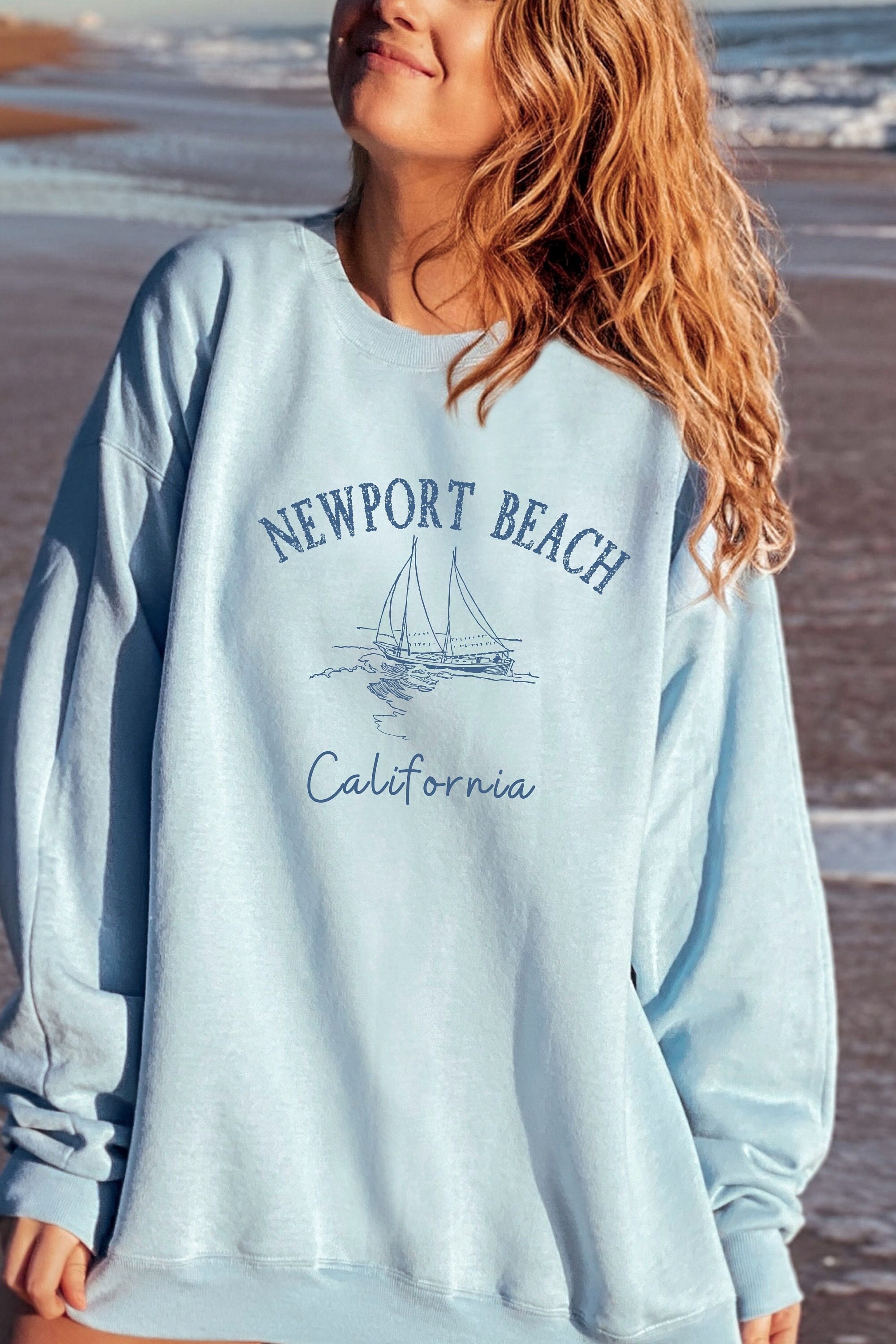 Newport Beach Vintage Style Sweatshirt Gift for Beach Lover