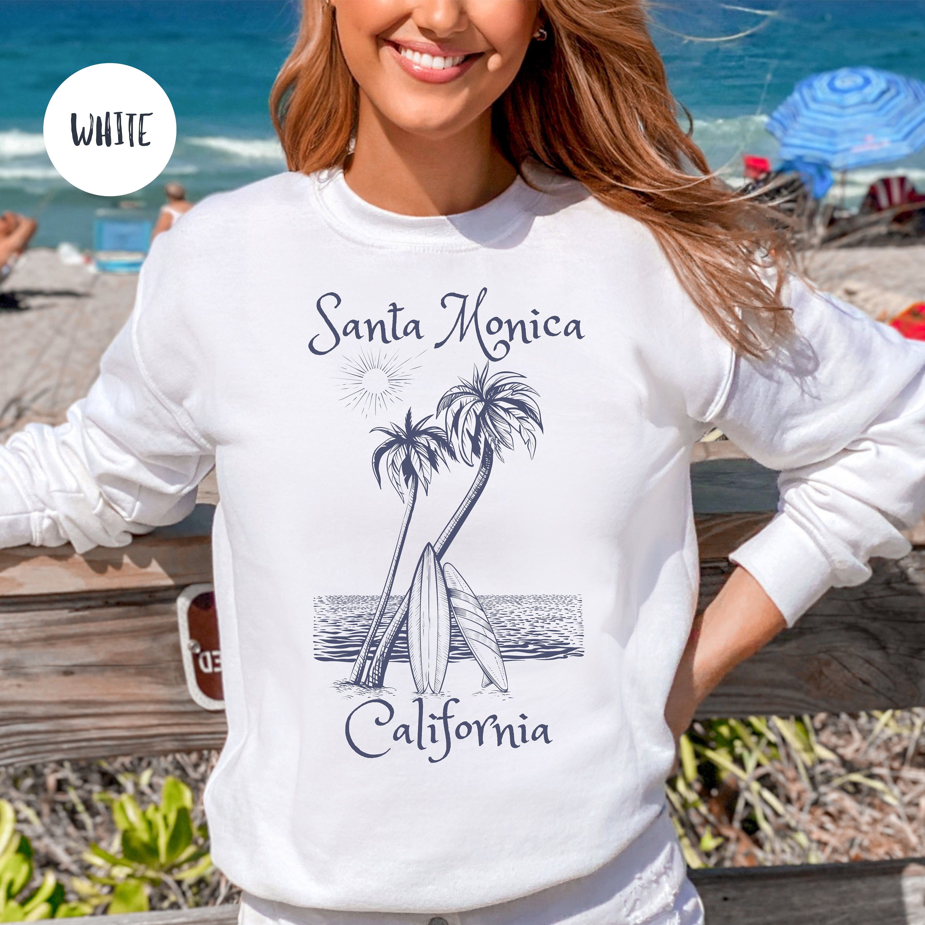 Santa Monica California Beach Sweatshirt, Santa Monica Vacation
