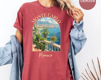 Monte Carlo Monaco Comfort Colors® T-Shirt, Monaco Französisches Riviera-Shirt, Monte Carlo Urlaub-T-Shirt, Monaco Reisegeschenk-Shirt, Monaco Geschenk