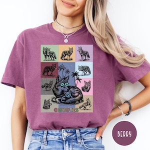 Funny Coyote Era Tours Style Comfort Colors® Tee Shirt, Retro Coyote Grunge Shirt, Coyote Lover Tee Shirt. Animal Lover shirt, Coyote Era
