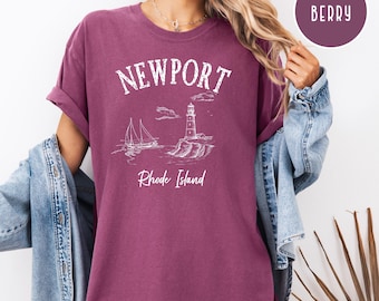 Newport Rhode Island Grunge Style Comfort Colors® Vacation T-Shirt, Newport Vacation Gift, Rhode Island Vacation Tee Shirt, Newport Shirt