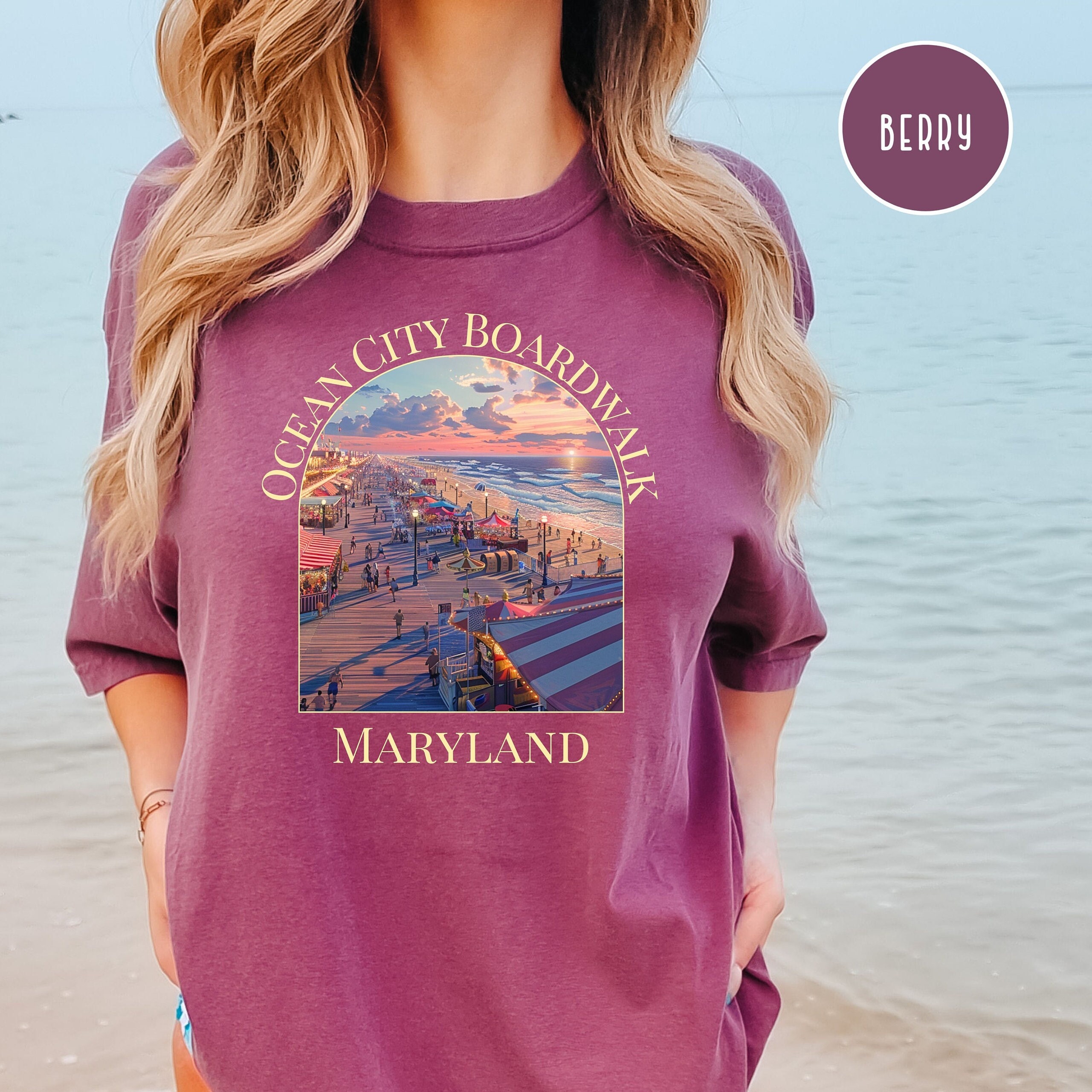 Ocean City Maryland Boardwalk Comfort Colors® Beach Tee, Ocean