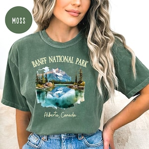 Banff National Park British Columbia Canada Comfort Colors® TShirt, Banff Canada Vacation Gift Tee, Banff Hiking Shirt, Banff Campsite Shirt