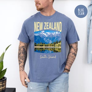 New Zealand South Island Comfort Colors T-Shirt, New Zealand Vacation Gift Shirt, New Zealand Travel Shirt, New Zealand South Island Shirt Blue Jean