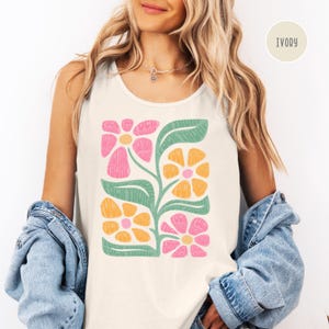 Subtiles fuck Trump Comfort Colors Tank Top Demokrat T-Shirt, Anti-Trumpf Tank Top, Sommer Protest Shirt, fuck Trump progessive freiheitliche Blume T-Shirt Ivory