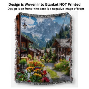 Switzerland Alpine Village Woven Blanket, Swiss Alps Lap Blanket, Swiss Alps Wall Hanging, Switzerland Vacation Gift Swiss Alps Gift Blanket