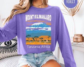 Mount Kilimanjaro Unisex Long Sleeve Comfort Colors T-Shirt Mountain Climber Gift, Mt Kilimanjaro Hiking, Tanzania Africa Shirt