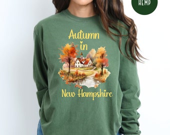 Autumn in New Hampshire Comfort Colors® Long Sleeve T-Shirt, New Hampshire Hiking Tee, New Hampshire Vacation Gift Shirt, New England Fall