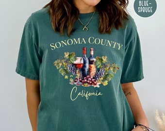 Sonoma County California Comfort Colors® T-Shirt, California Vineyard Tee Shirt, California Red Wine Shirt, Sonoma County Travel Gift Shirt