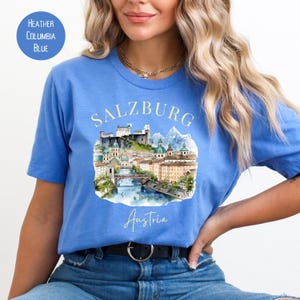 Canvas T-shirt Salzburg Oostenrijk Bella, shirt vakantie Salzburg, Oostenrijk reisshirt, Oostenrijkse Alpen, shirt Salzburg, vakantie Oostenrijk