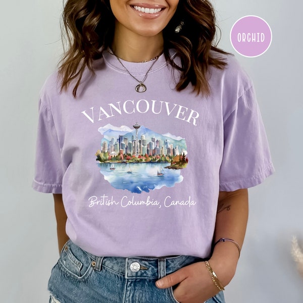 Vancouver British Columbia Canada Comfort Colors® TShirt, Vancouver Canada Vacation Gift Tee, Vancouver Travel Shirt, British Columbia Shirt