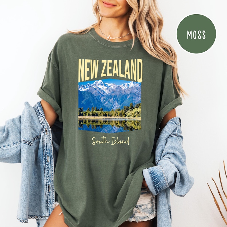 New Zealand South Island Comfort Colors T-Shirt, New Zealand Vacation Gift Shirt, New Zealand Travel Shirt, New Zealand South Island Shirt Moss