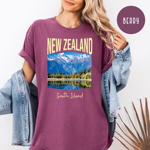 New Zealand South Island Comfort Colors T-Shirt, New Zealand Vacation Gift Shirt, New Zealand Travel Shirt, New Zealand South Island Shirt Berry