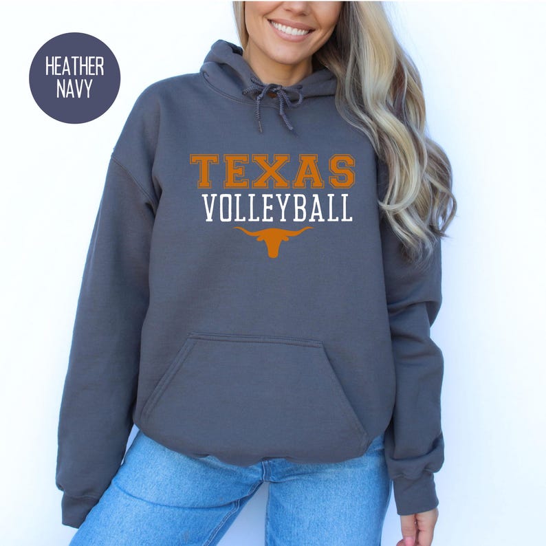 Texas Volleyball Longhorn Cattle Pullover Hooded Sweatshirt, Texas
