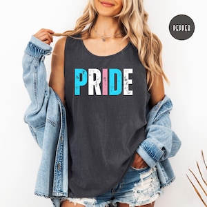 Trans Flag Colors Pride Tank Top, Transgender Pride Fest Comfort Colors Tank, Trans Couple Tee, Trans-Ally Shirt, Trans-Pride Parade Shirt