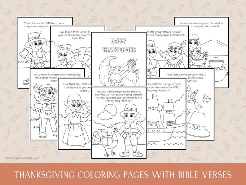 Thanksgiving Coloring Pages With Bible Verses Coloring Pages - Etsy