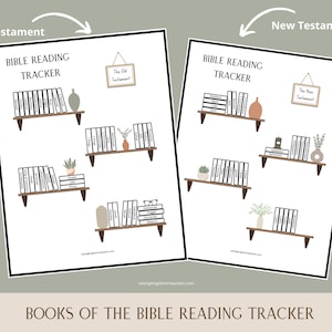 Bible Reading Tracker | Books of the Bible Reading Log |  Bible Bookshelf | Old Testament | New Testament | Bible Reading Goals