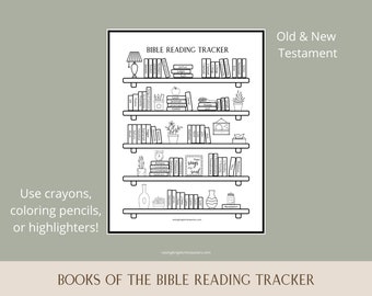 Woman's Bible Reading Tracker | Books of the Bible Reading Log |  Bible Bookshelf | Old Testament | New Testament | Bible Reading Goals