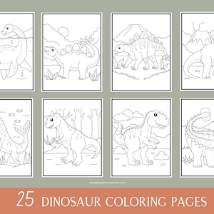 25 Dinosaur Coloring Pages | Coloring Pages For Kids | Instant Digital Download | Dinosaur Activities | Printable Coloring Pages