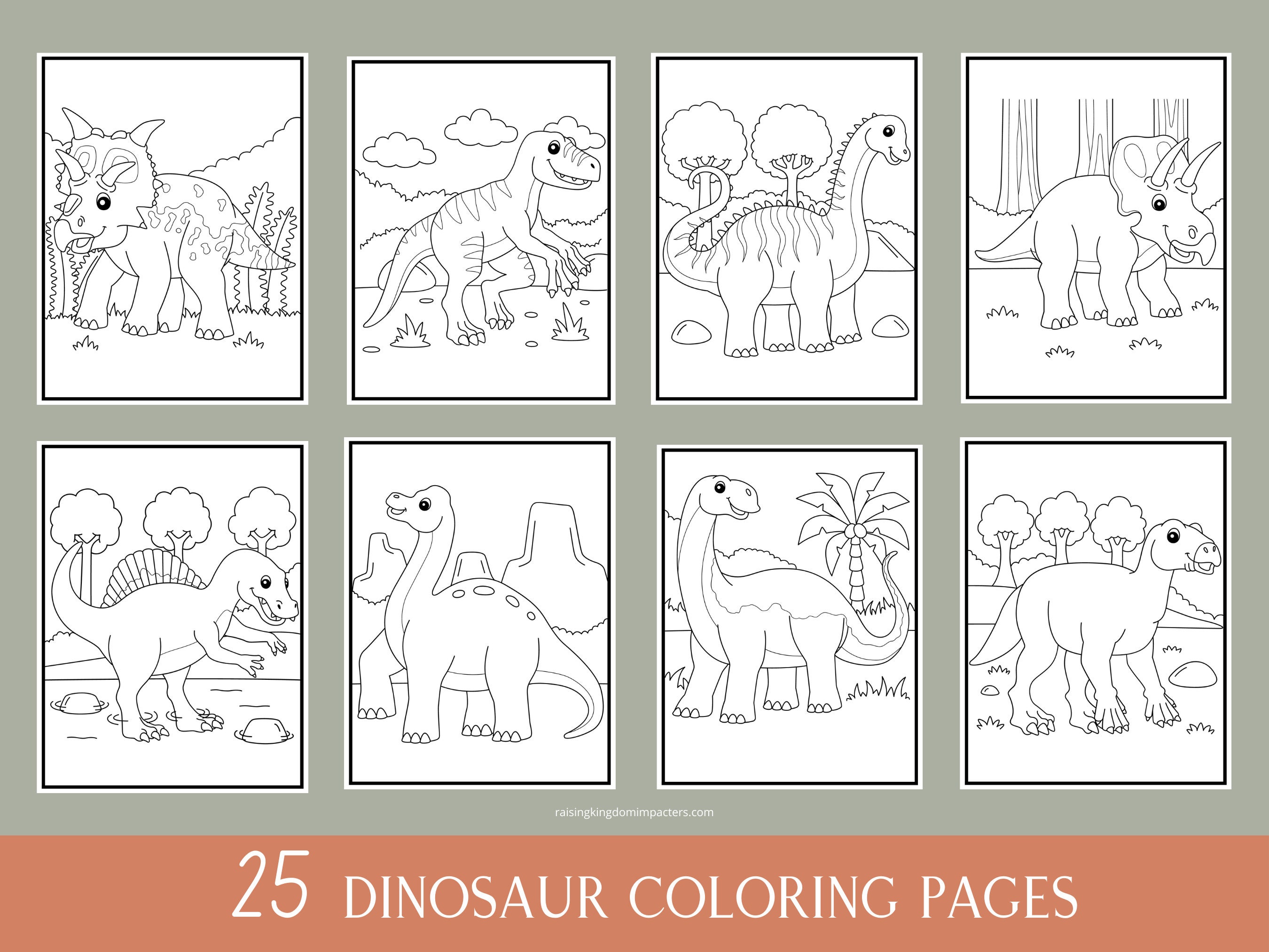 25 Dinosaur Coloring Pages | Coloring Pages for Kids | Instant Digital ...
