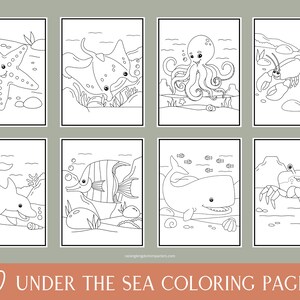 20 Under The Sea Coloring Pages | Instant Digital Download | Animal Coloring Pages | Printable | Coloring Pages For Kids | Ocean Animals
