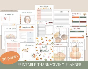 Fall Planner | Thanksgiving Planner | Printable Holiday Planner | Gratitude Journal | Printable Calendars | Trackers | Printable | Fall