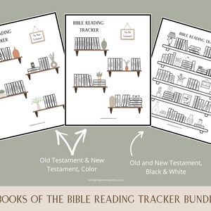 Bible Reading Tracker Bundle | Books of the Bible Reading Log |  Bible Bookshelf | Old Testament | New Testament | Bible Reading Goals