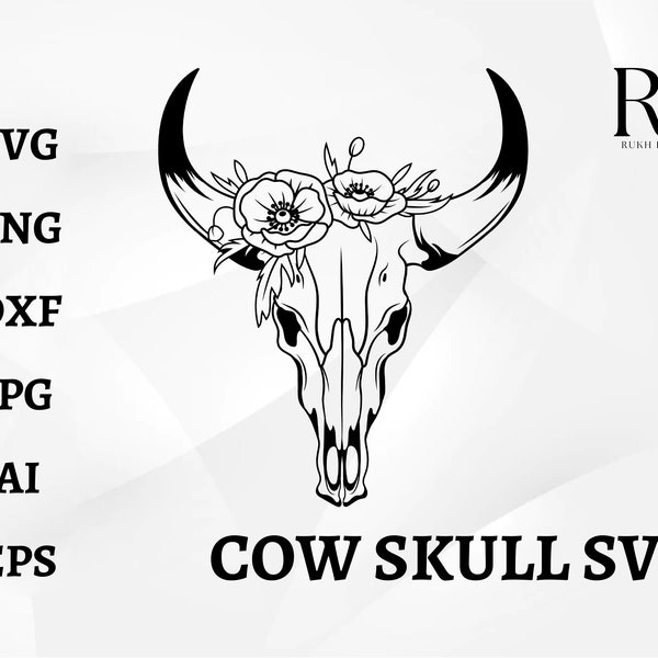 Longhorn Skull Svg| Cow Skull Svg| Bull Skull Svg| Skull Svg| Cow Head Svg| Animal Skull| Instant Download