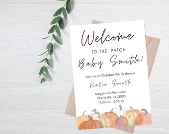 Welcome to the Pumpkin Patch | Pumpkin Baby Shower Invitation | A Little Pumpkin | Fall Baby Shower Template