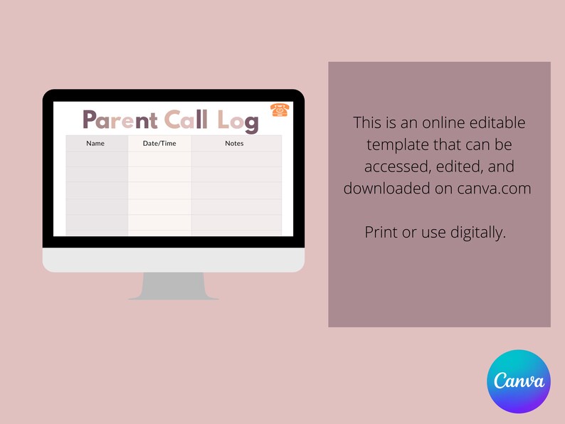 Call Log Template Editable Template Teacher Template Teacher Planner