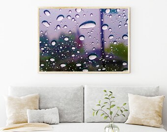 Original Fotografie Regen auf Fenster Digitaldruck Natur Wand Kunst Regen Digitaler Download