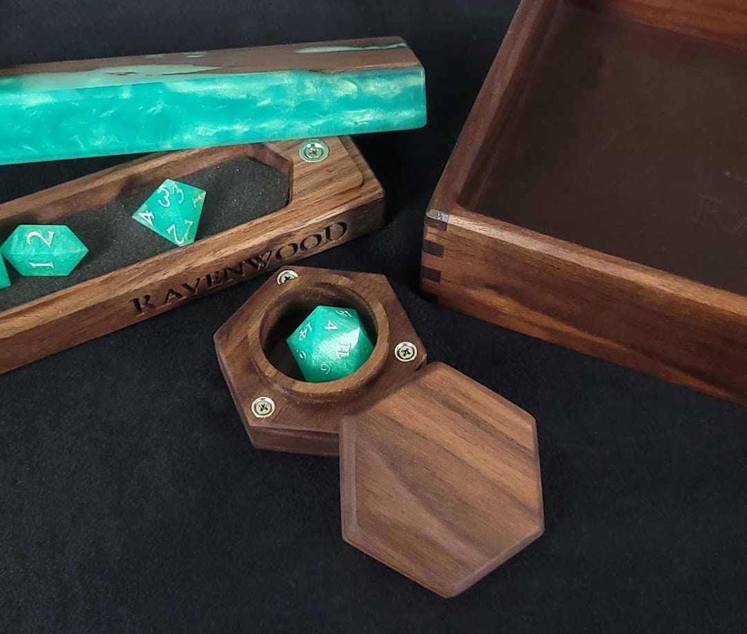 HEX Dice Jail D&D Dice Box RPG Tabletop Gaming Solid Wood Hand Oiled No