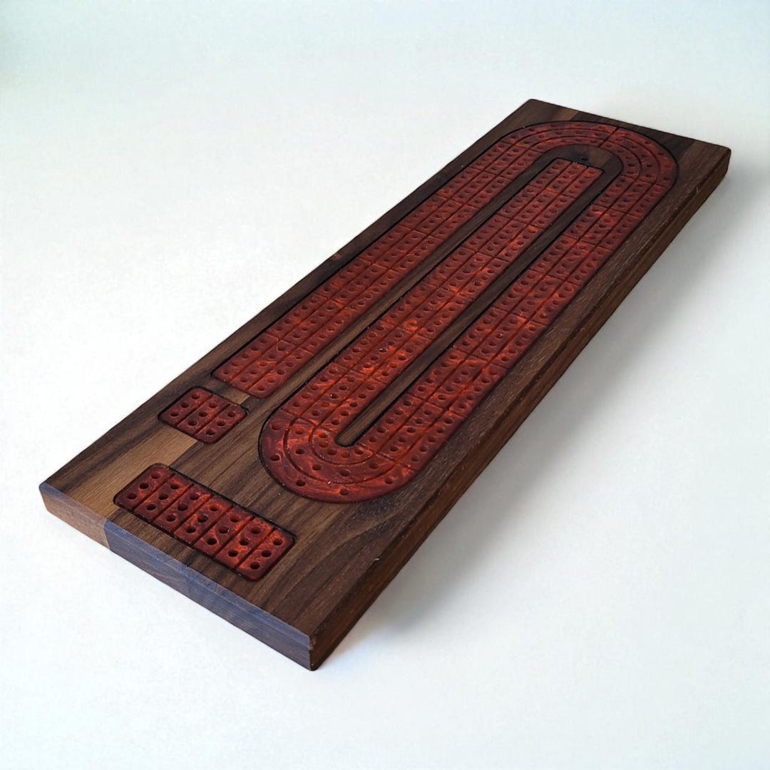 Black Walnut and Ruby Red Epoxy Cribbage Board - Etsy