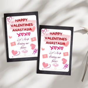 Digitale 'Draw Our Love'-kaart voor Valentijnsdag, bewerkbare Valentijnsdagkaart, schoolbordkaart, Valentijnsdag, sjabloon, voor, voor hem, kindervalentijnskaarten