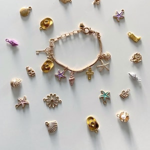 Custom Gold Charm Bracelet: Personalized build your own Jewelry , gift for her