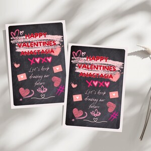 Valentijnsdag digitale "Draw Our Love" schoolbordkaart, bewerkbare Valentijnsdagkaart, schoolbordkaart, Valentijnsdag, sjabloon, kaart, forher, forhim, kaart