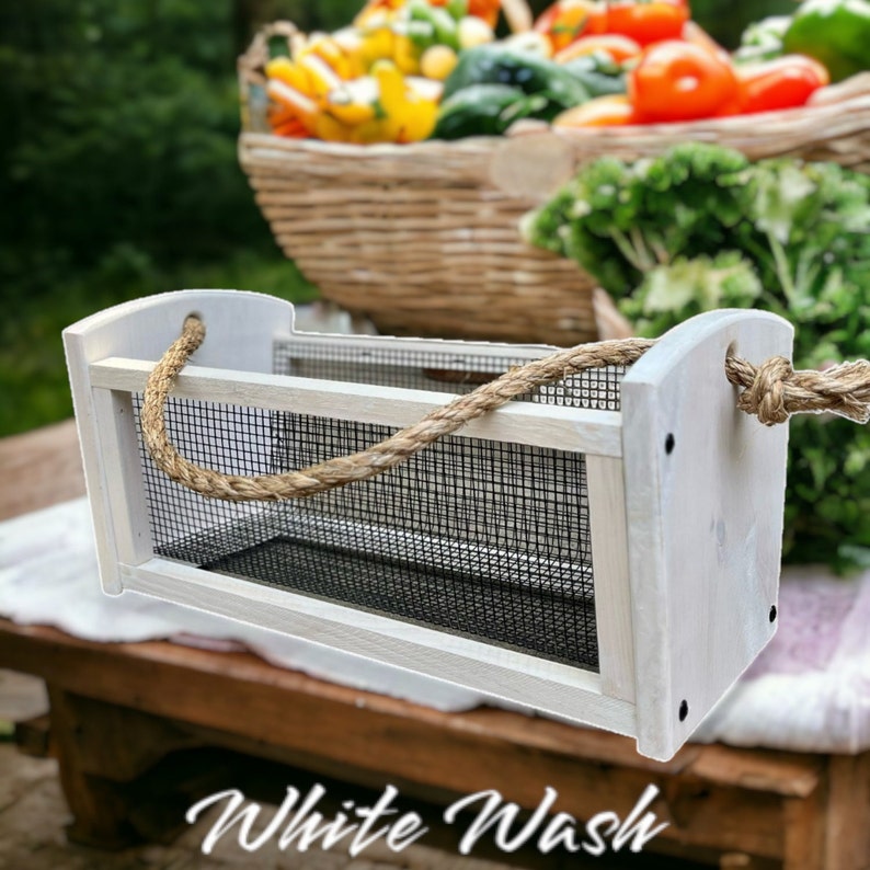 Garden Harvest Basket Classic White Wash