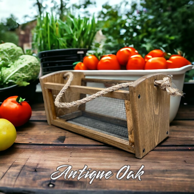 Garden Harvest Basket Antique Oak