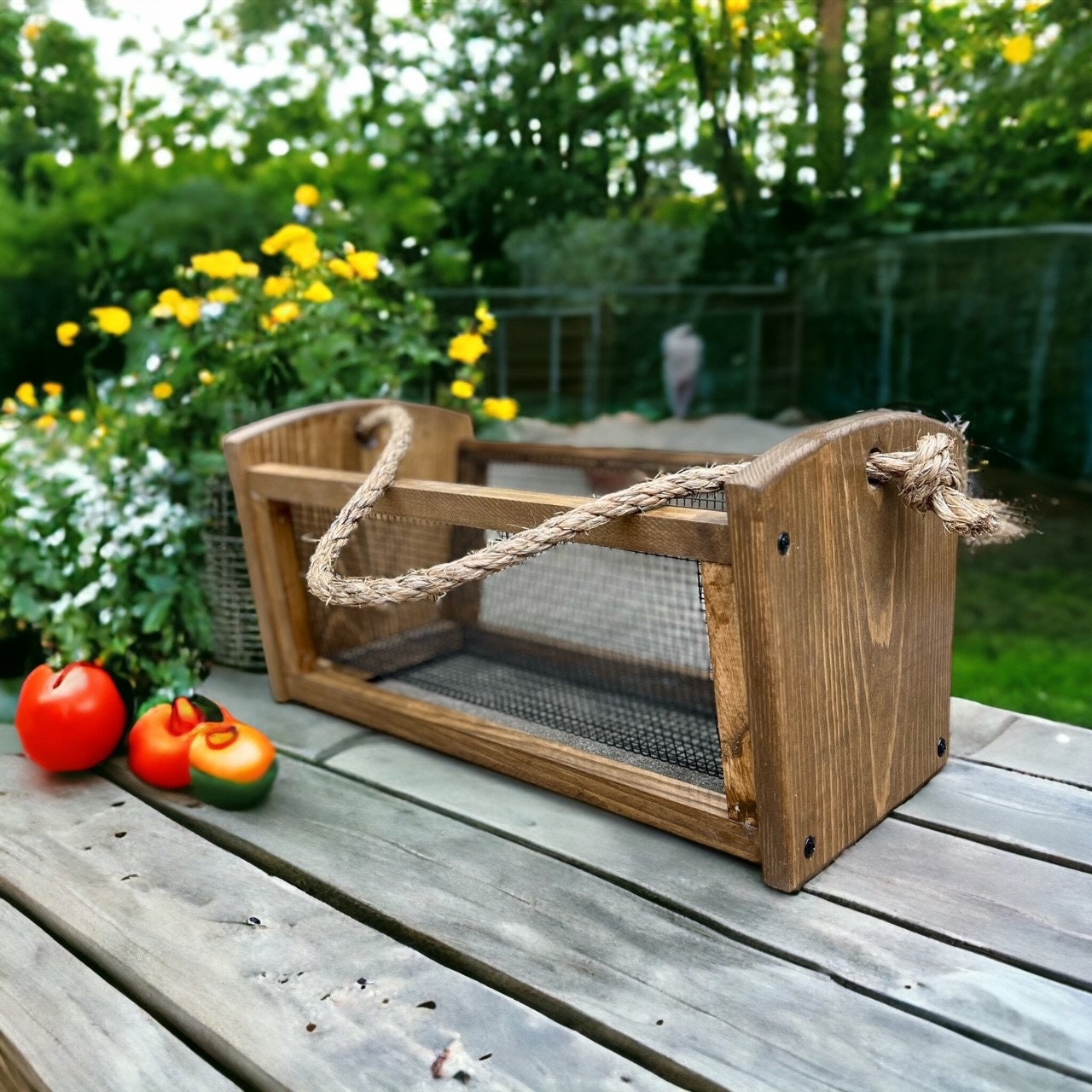  Garden Hod Basket Harvest Basket Vegetable Kitchen Storage Wood  Basket Fruit Basket Medium : Handmade Products