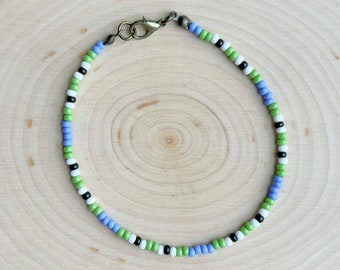 The "Lily Pad Pond" Beaded Anklet Handmade Native Seed Bead Anklet Western Summer Jewelry Cute Cowgirl Anklet Surfer Jewelry Boho Anklet Y2K
