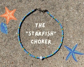 Beaded Choker The "Starfish" Handmade Native Seed Bead Necklace Western Choker Summer Jewelry Cute Beach Choker Boho Necklace Ocean Jewelry