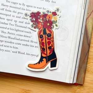 Cute Floral Boot Sticker - Flower Cowgirl Boot Vinyl Sticker Western Flowers Groovy Cute Punchy Sticker Fall Cowboy Boot Sticker Cowgirl Art