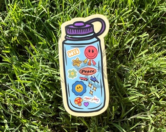 Cute Hiking Water Bottle Sticker - Cute Camping Sticker Granola Girl Nature Sticker Hiking Gift Sticker Vinyl Water Bottle Sticker Hydrating