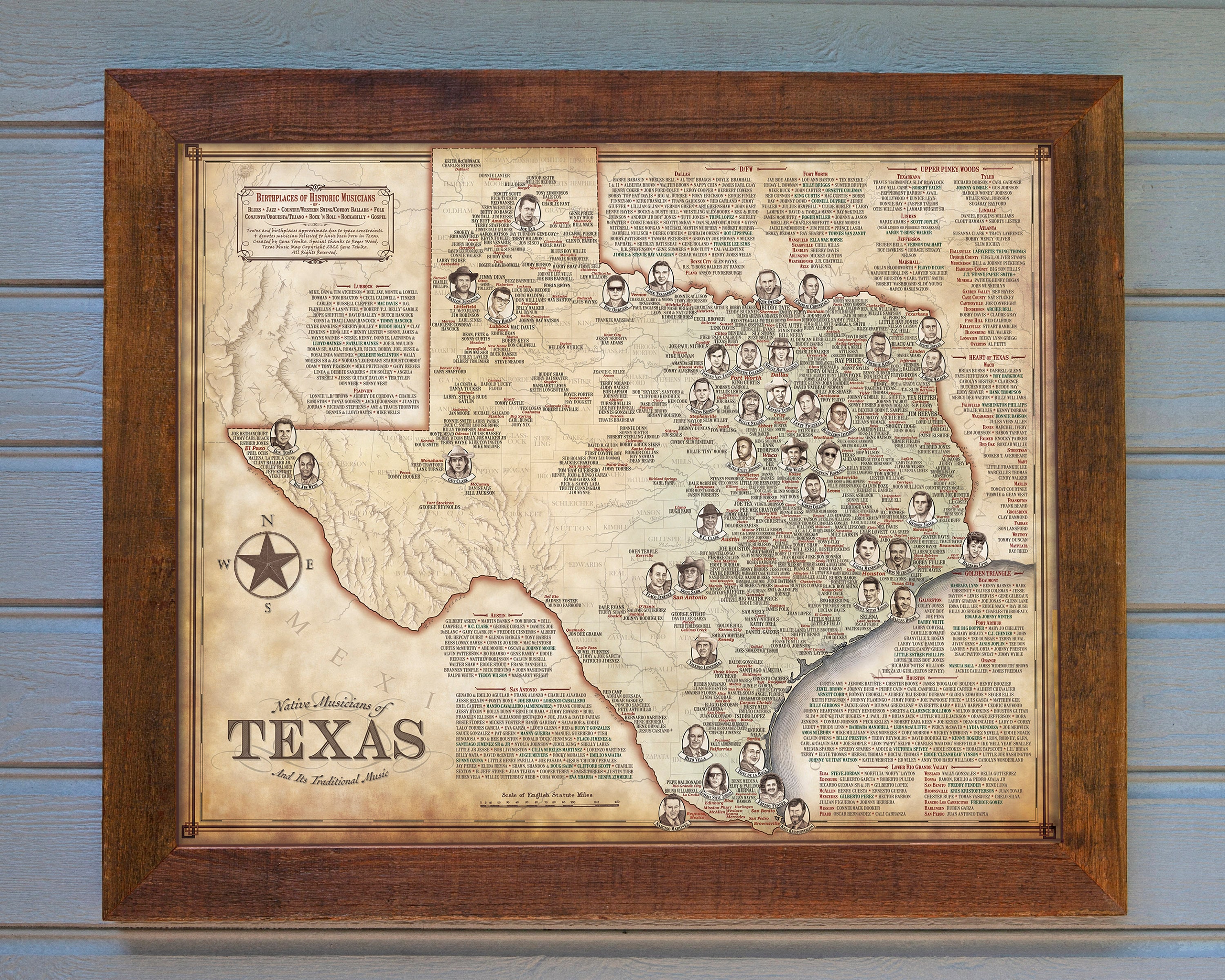 Texas Music Map Birthplaces of 1000 Native Musicians of Blues, Jazz