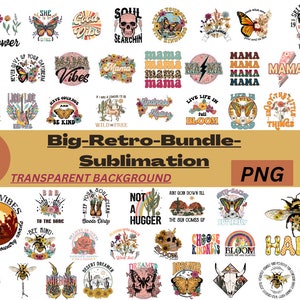 Grand lot rétro sublimation, vacances, fichiers Cricut, silhouette, 49 modèles pour cartes/produits de sublimation/t-shirts/sacs/autocollants de tasse